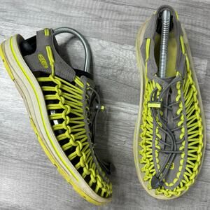Keen Women’s Uneek Two Cord Sandals 1013095 Lime Green Gray Size 10 1/2